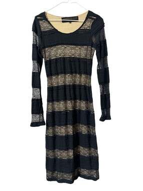 Leyendecker Los Angeles black lace long sleeve midi dress